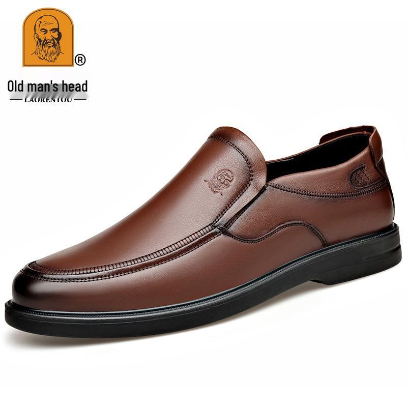Men's Breathable Genuine Leather Casual Business Shoes - Comfortable, Soft Sole, Four Seasons Style.