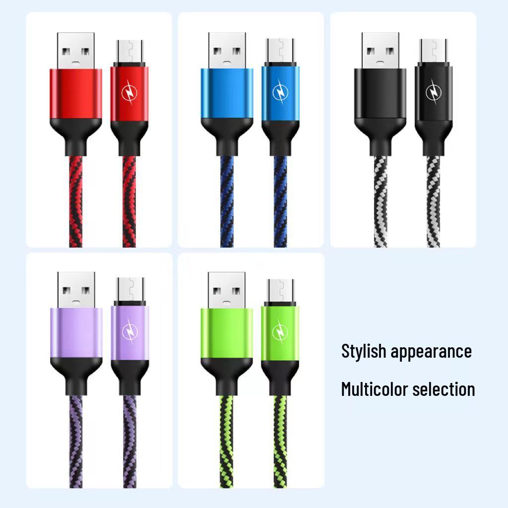 3A Super Fast Charging Braided Multi-Port Data Cable for Type-C, Android, and Apple Devices 1m Android Flat Cable чёрный