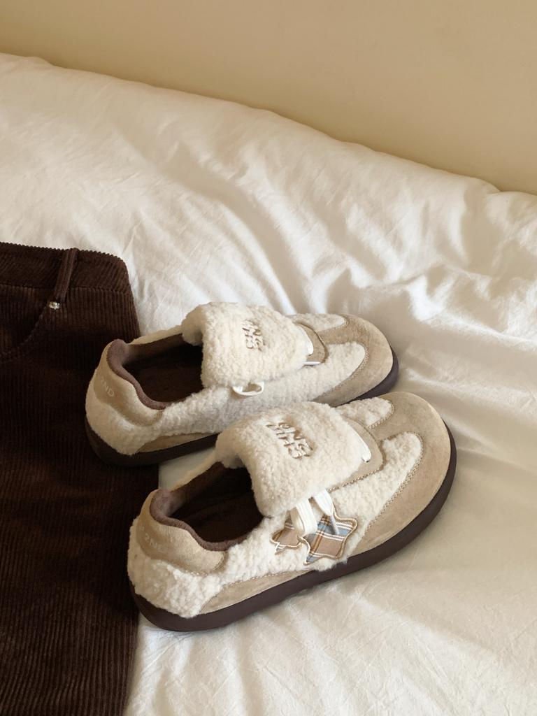 Lan Cabinet, Dexun Shoes Women's Autumn and Winter 2025 Winter New Soft Waxy Plush Cotton Shoes Versatile Sports and Leisure Shoes