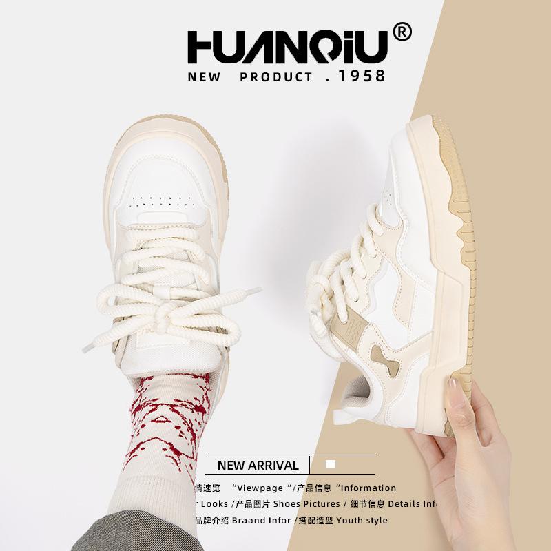 Global thick baseplate shoes women's 2025 spring new versatile women's shoes shock absorption lightweight casual white shoes women HH2403