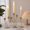 Modern 2-Tier Metal Candle Holders - Retro Candlelight Dinner Prop, Minimalist Romantic Table Ornament for Home Use