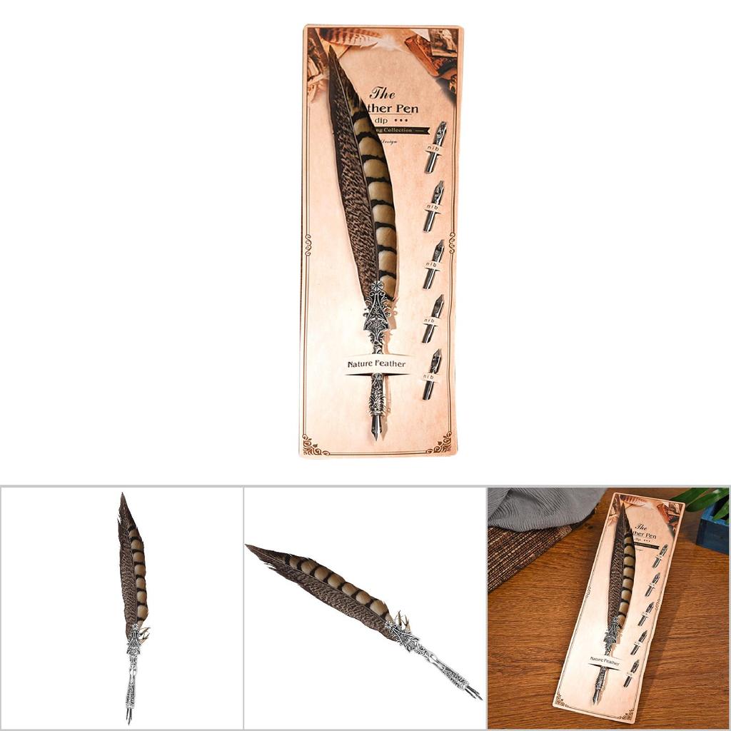 Classical Vintage Feather Fountain Pen Calligraphy Quill Dip Pen Home Decor Gift