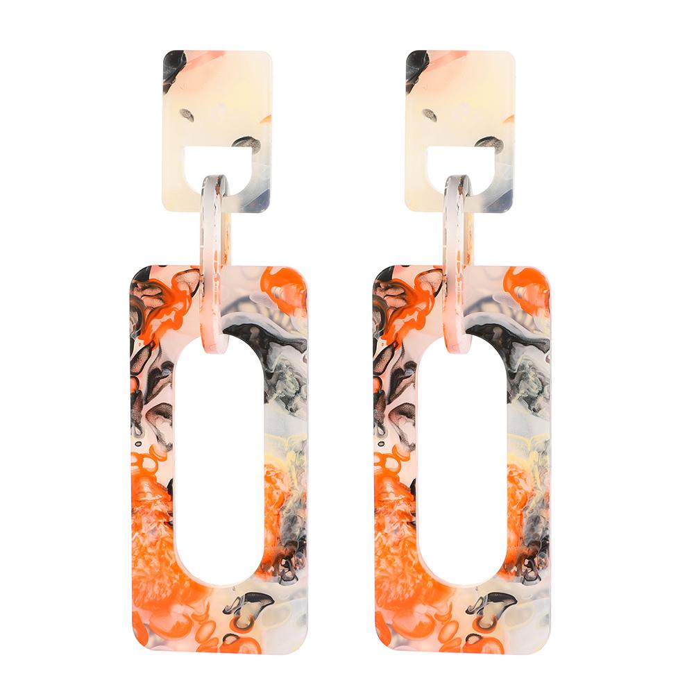 Rectangle Acrylic Hollow Statement Dangle Earrings for Women Girl Vintage Jewelry Ear Accessories