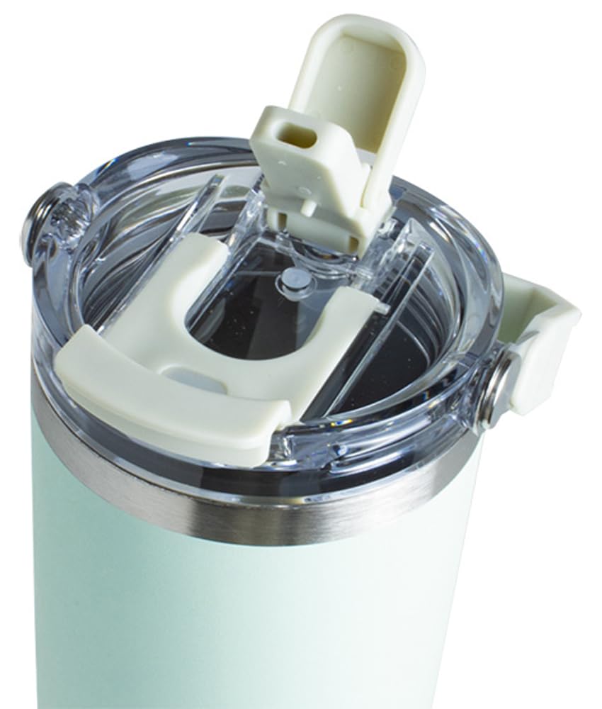 Living ensemble Tumbler with Insulated for Hot and Cold 411712 2-Way Straw, 900ml, Drinks, Green,