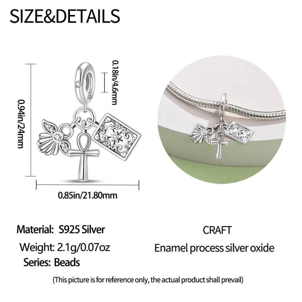 Original Copper Charms Luxury Cross Angel Pendant Lucky Charm Pendant Beads Fit Bracelet Diy Women Delicate Gift