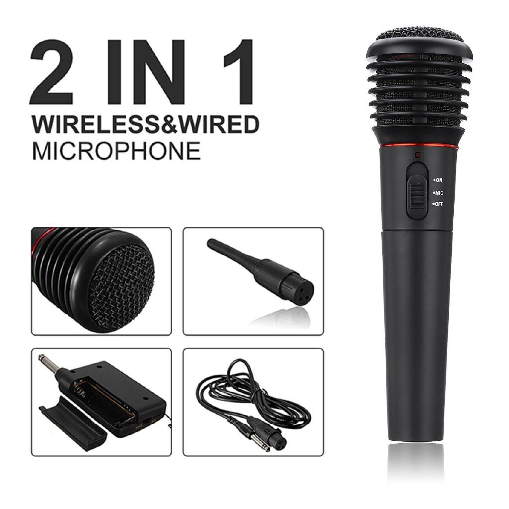 2in1 Professional Wired Wireless Handheld Microphone Mic Dynamic Cordless For KTV Karaoke Party Recording Speaking Stage