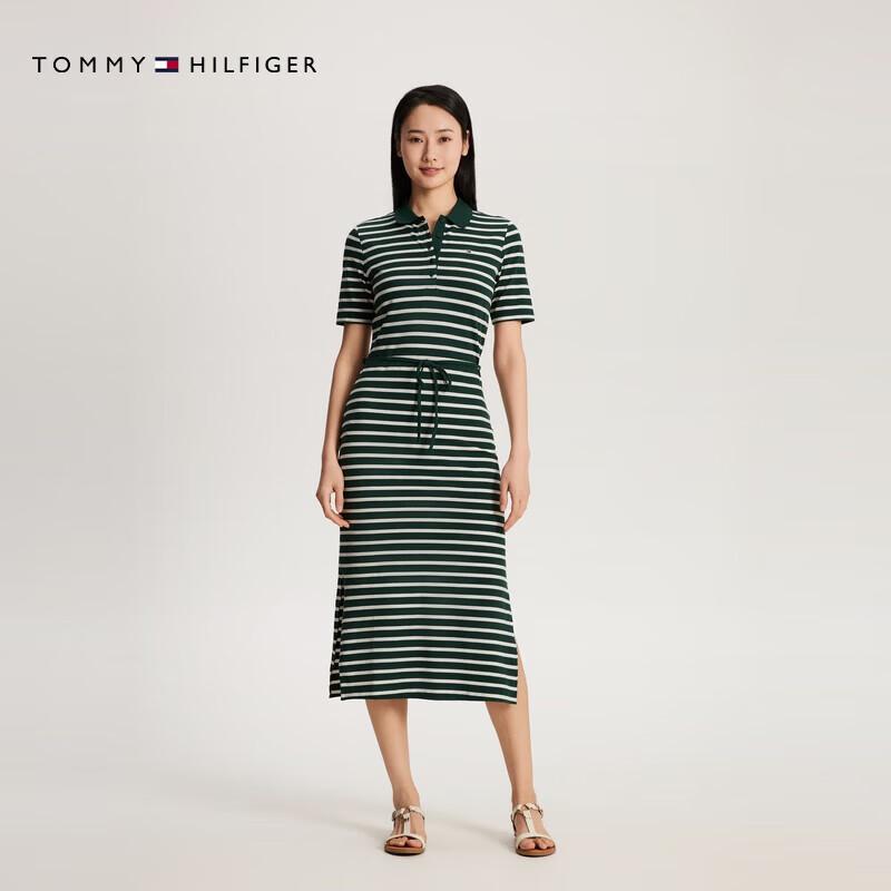 

Tommy Hilfiger Women s Striped Side-Slit Polo Midi Dress S