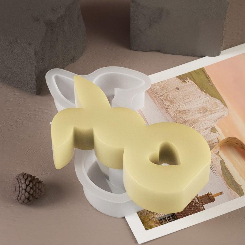 3D Heart Rabbit Silicone Mold DIY Animal Aromatherapy Candle Gypsum Soap Mold Home Decorations Exploy Resin Molud Craft