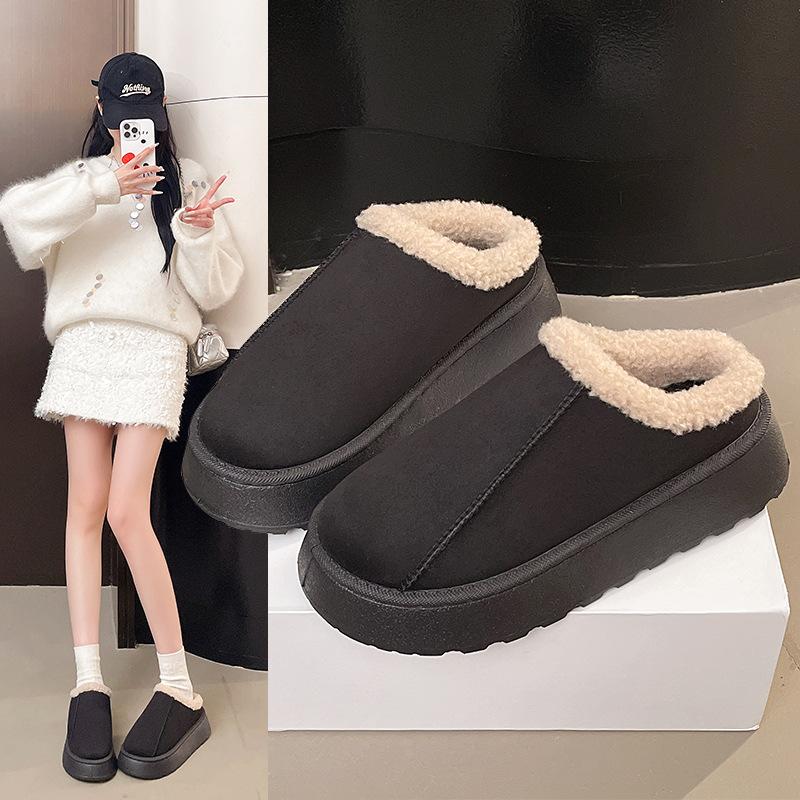 Large Size Snow Boots Women's New Winter Warm and Velvet Thick-soled Heel-less Cotton Shoes