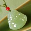 Women's Natural Xinjiang Hetian Jade Laughing Buddha Pendant Necklace - Perfect Gift for Girlfriend