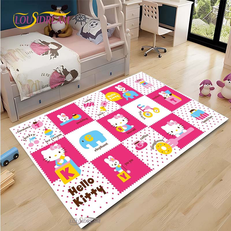 Hello Kitty kawaii Cartoon Anime Carpet for Living Room Bedroom Rug Kitchen Door Kids Un-slip Floor Mat Alfombra Birthday gift