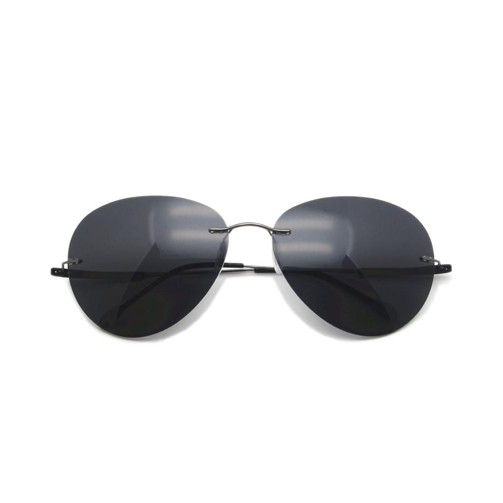 Qi Song Rimless Titanium Frame Polarized Sunglasses for Available in 4 qs828 Ultra-Lightweight Men, Colors, (Gray)