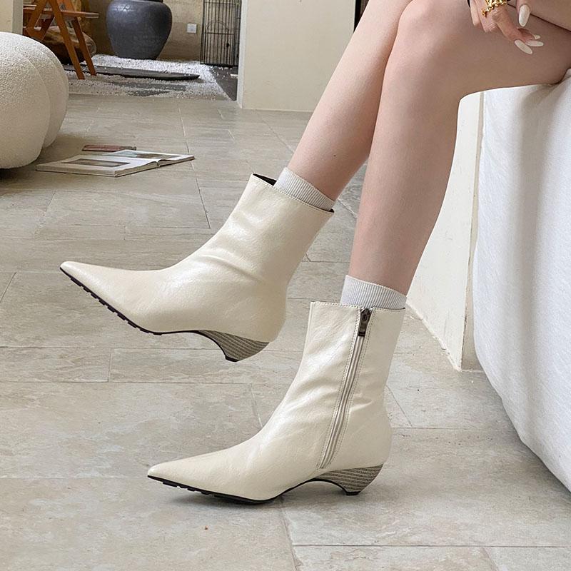 Fashion Fashion Pointed Toe Modern Women Ankle Boots With Low Heel Shoes Ladies Short Boots Female Zippers Shoes