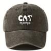Fishing Hat Cat Print Baseball Cap Outdoor Travel Hiking Hat Fashion Washed Cowboy Hat