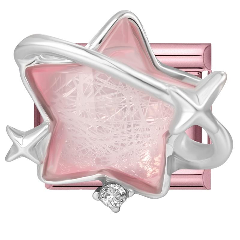 Fashion Pink Dreamy Crystal Butterfly Bow Heart Star Shell Star Charm Fit 9mm Stainless Steel Bracelet Women DIY Making Jewelry