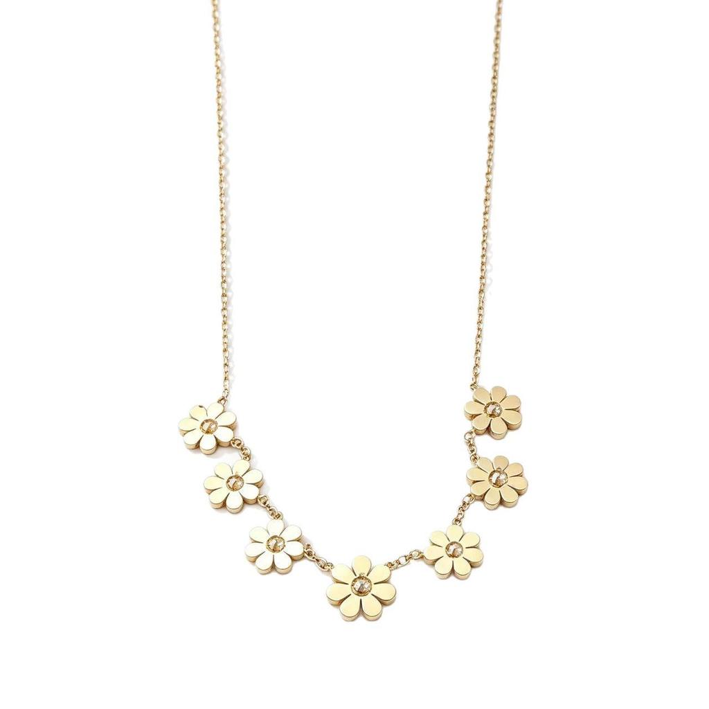 Women's Titanium Steel Sunflower Necklace: Elegant Gold, Niche Design, Non-Fade, Light Luxury Clavicle Chain with Small Daisy Accent.