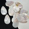 10 Stück, Weißer Naturschalen-Anhänger Mit Loch, Handgefertigte Tropfenförmige Charms für Schmuckherstellung DIY Halsketten Zubehör, Geschenk für Frauen 38×64mm