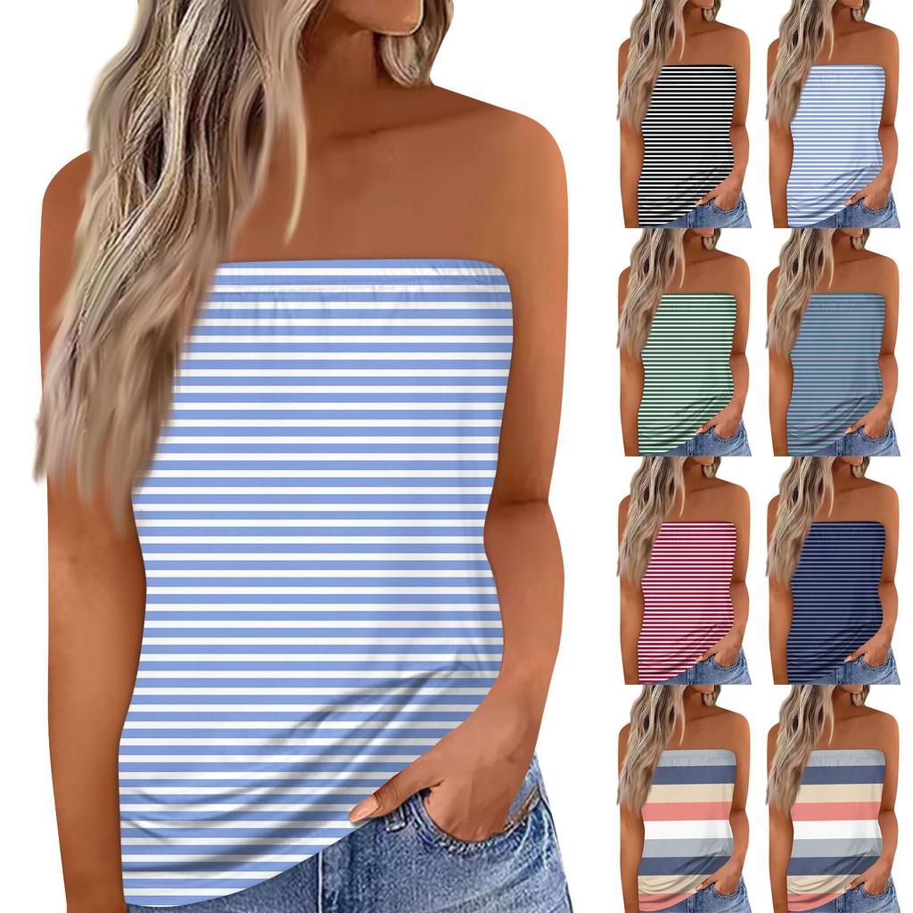 Women's Summer Sexy Tube Top Off Shoulder Sleeveless Tops Strapless Beach Vest Bandeau Shirt Backless Sexy Tops