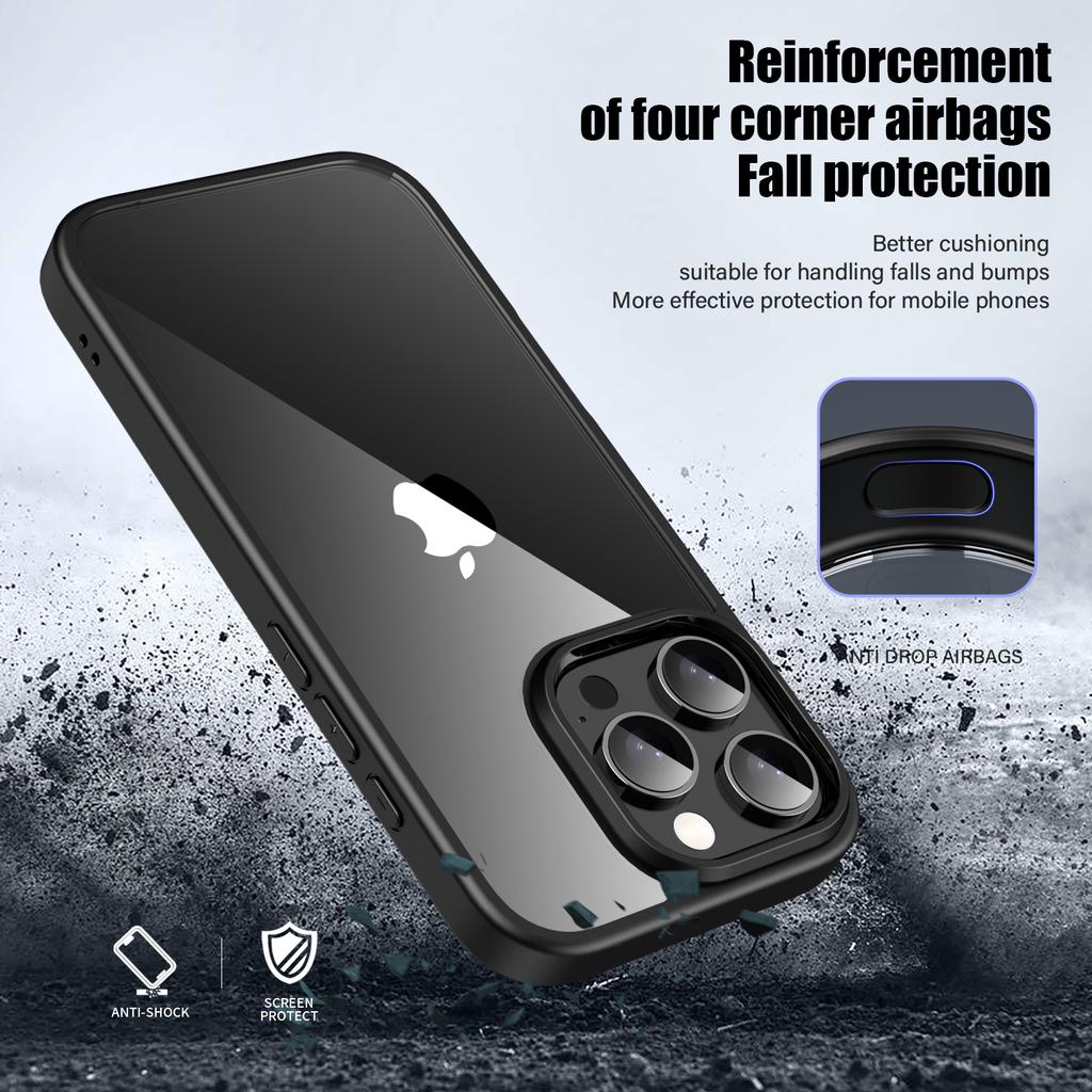 IPAKY Für iPhone 16 Pro Klare Handyhülle TPU+PC Anti-Fingerabdruck Rückseite
