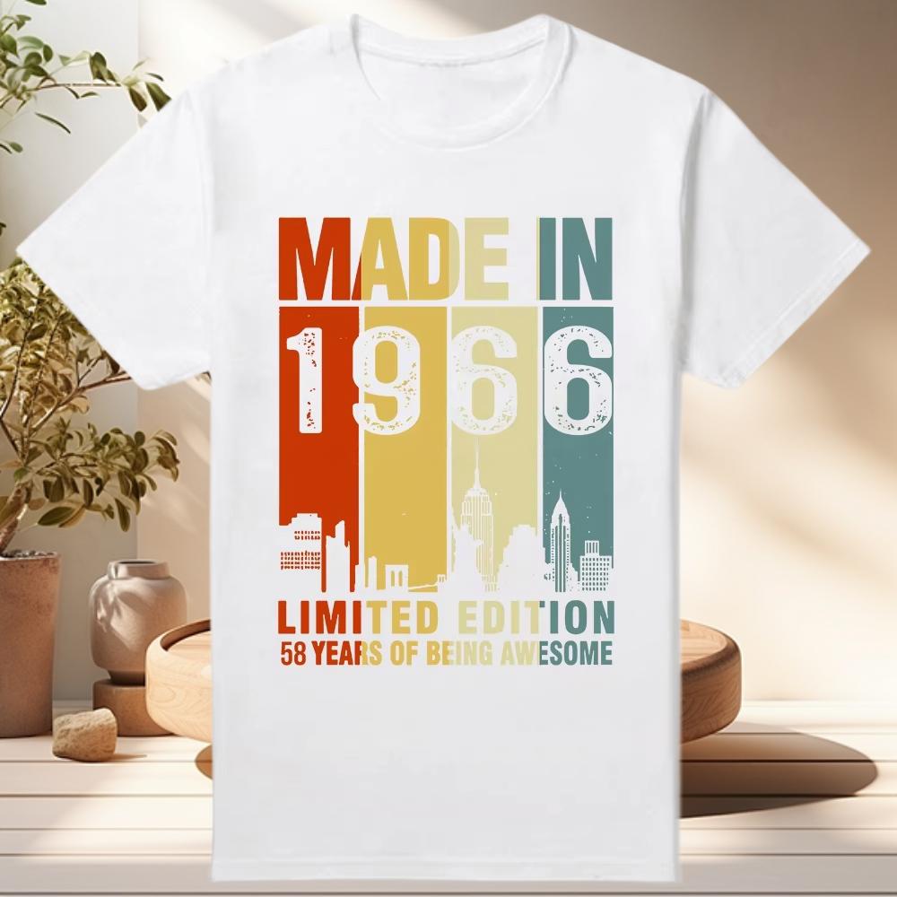 Retro 60s Clothes Vintage Made in 1966 All Original Parts T Shirt Men Husband Dad Birthday Gifts T Shirt Born in 1966 Tshirt