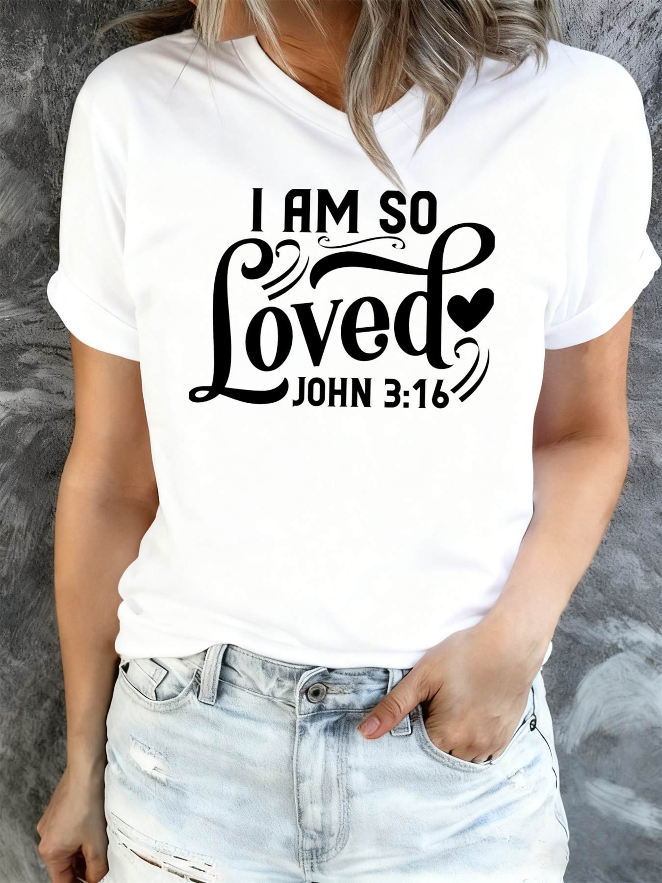 

Women s Comfort Colors I Am So Loved T-Shirt - Soft Breathable Short Sleeve Crew Neck Top with Subtle Suitable for - Wear, 4XL білий
