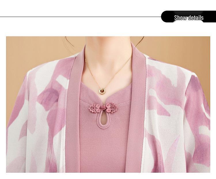 Stylish Knitted Two-Piece Set for Middle-Aged Women - Perfect for Spring/Summer or Mother’s Day