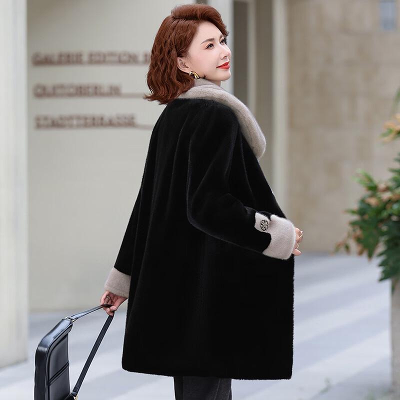 Yalu Women's Thickened Faux Mink Velvet Mid-Length Winter Coat