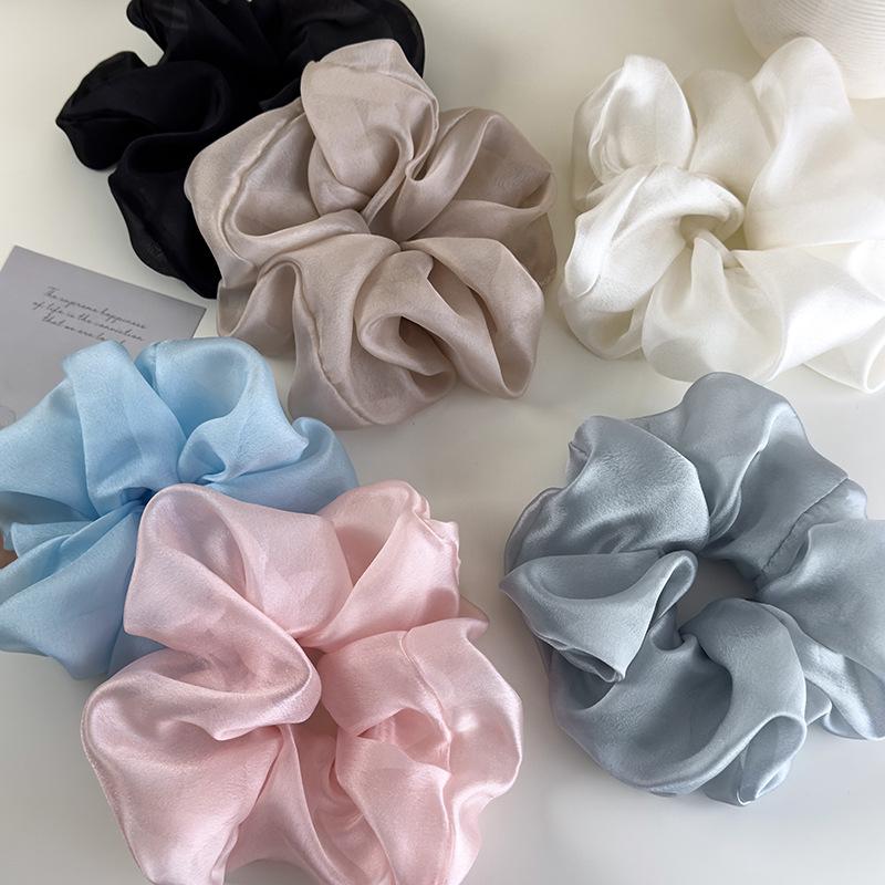 Retro French Large Hair Scrunchies Solid Color Headbands Spring/Summer Sweet Head Rope Female Tie Hair Rubber Bands for Womens