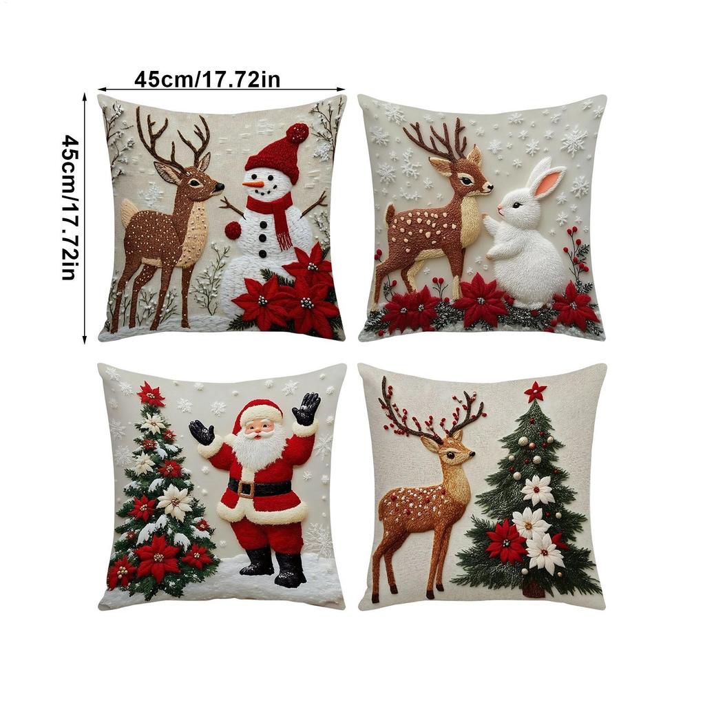 Christmas Pillow Covers Skin-Friendly Cushion Case Couch Pillow Covers For Sofa Bedroom Living Room Holiday Chair Dorm Apartment