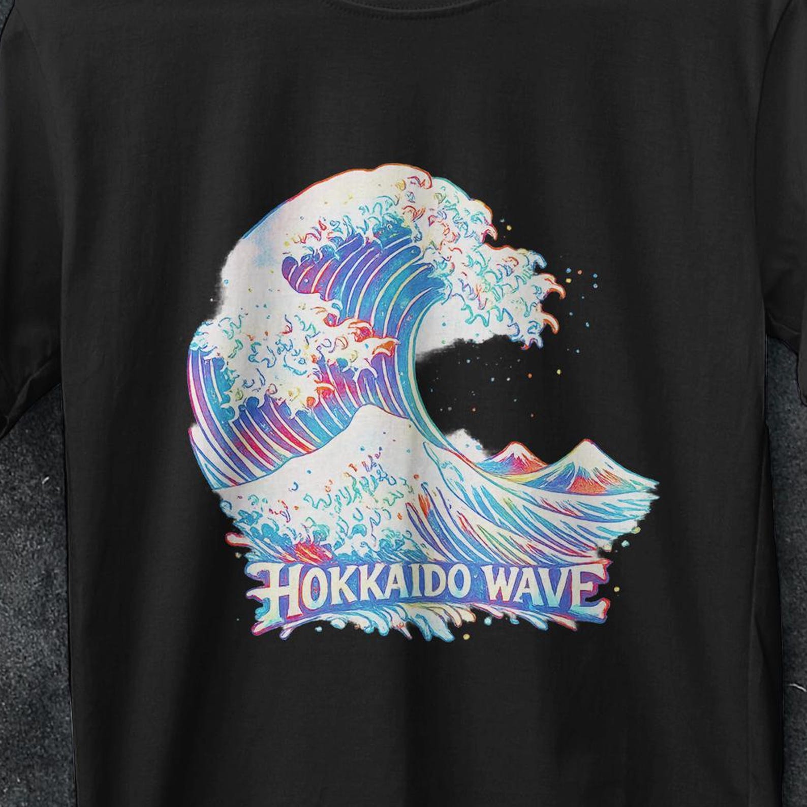 Hokkaido Wave Shirt, hokkaido tee, Retro Japanese Shirt, Japan shirt, Japanese Ukiyoe e shirt, the great wave off kanagawa, japanese shirt 2XL