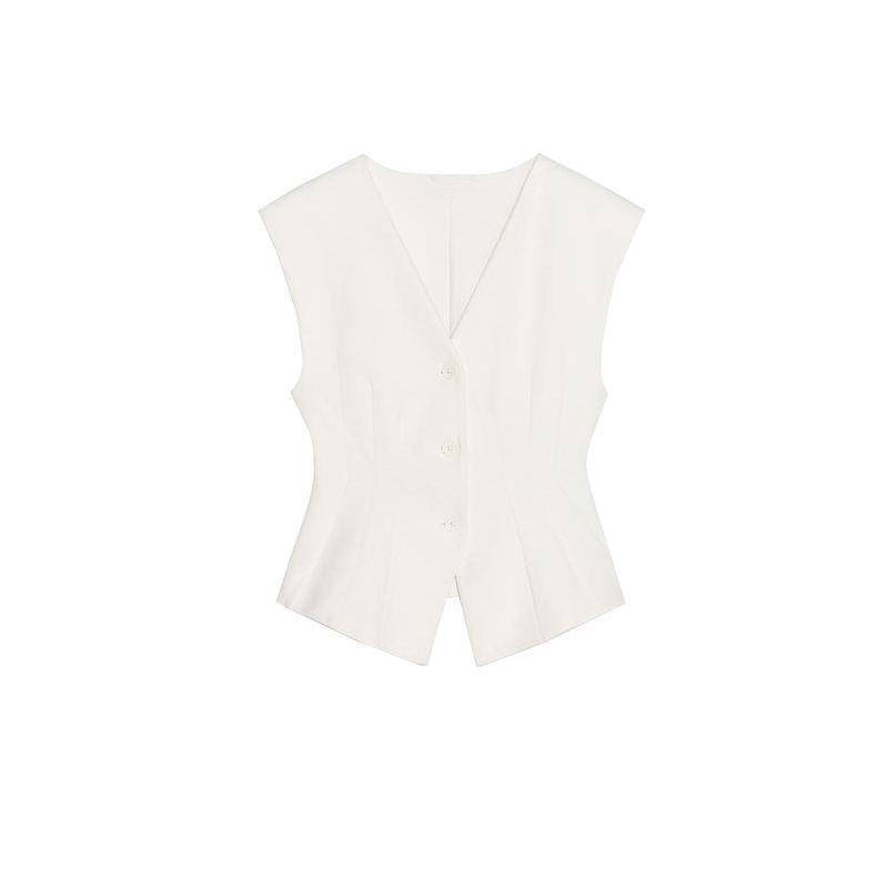 

Весна Новые Повседневные Брюки на Молнии 3641305 Двусторонняя Тканевая Жилетка Приталенный Верх 3641302 White Tops S