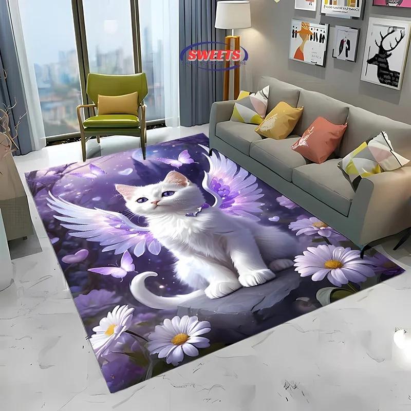 Cat Design Area Rug – Non-Slip Washable Carpet, Durable Floor Mat for Living Room Bedroom Office Decor