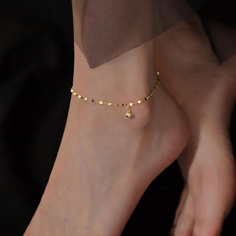 Lucky Beads Anklet For Women  Trendy Simple Flash Ankle Chain Spring Summer Jewelry Gift