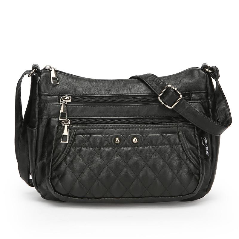 Women's Soft Leather Bag Vintage Mother Bag PU Large Capacity Middle-Aged Shoulder Crossbody Bag