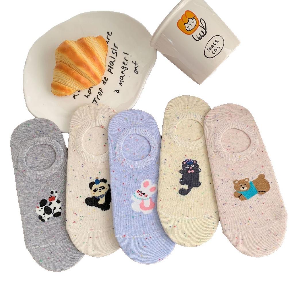 Cute Socks, Boat Socks, Summer Thin Idea Yarn, Cartoon Korean Boneless Silicone, Non-Slip Shallow Mouth Invisible Socks
