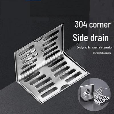 Wow-oh Drain de Sol Inox en L Mural Sortie Latérale pour Salle de Bain, Balcon, Toit et Installation d'Angle