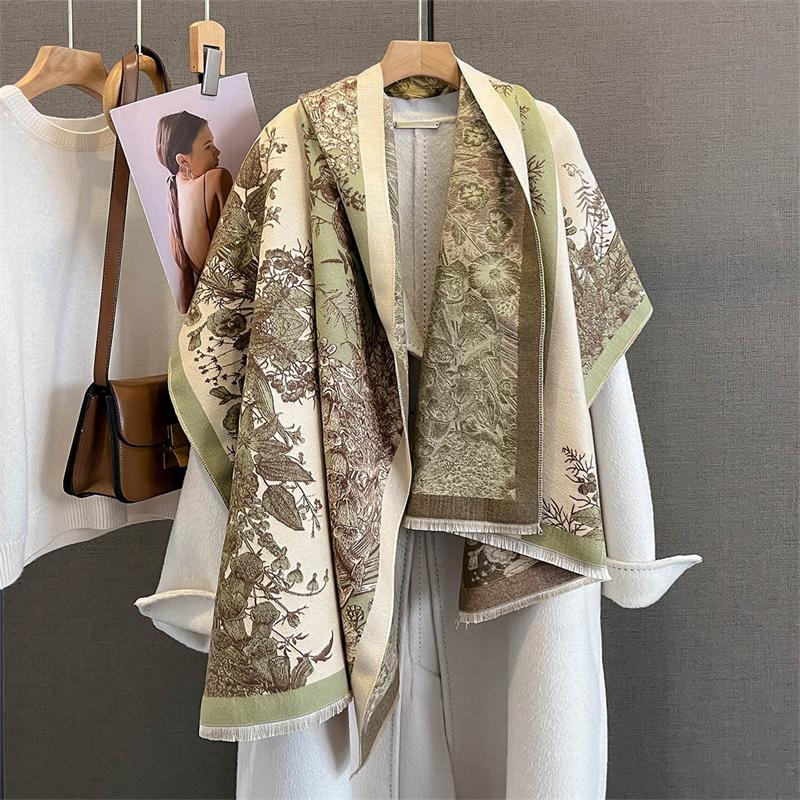 Luxury Winter Print Scarf for Women Cashmere Blanket Warm Pashmina Foulard Shawls Wraps Female Thick Soft Bufanda Scarves Stole