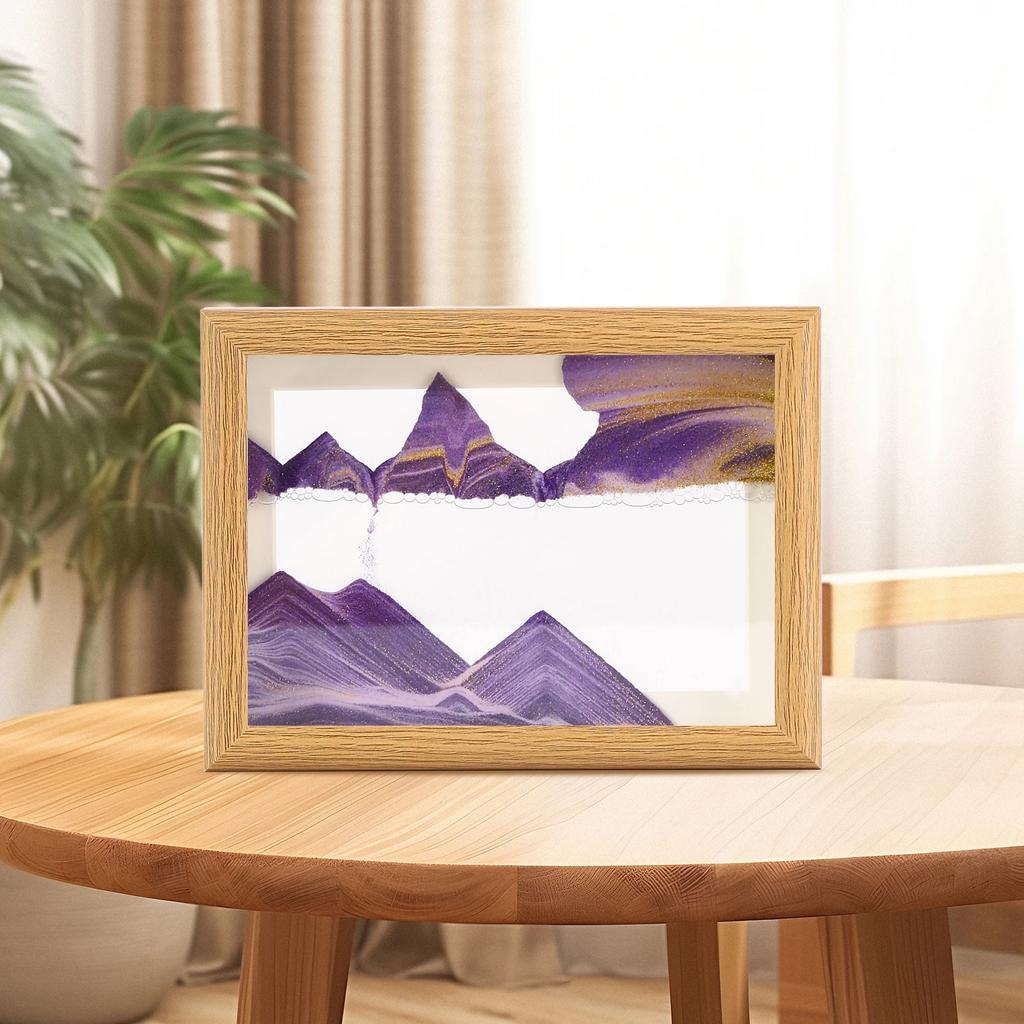 Wooden Frame Sandscape Moving Sand Art Picture Quicksand Craft 3D Hourglass Square Flowing Sand Painting Office Home Decor Gifts