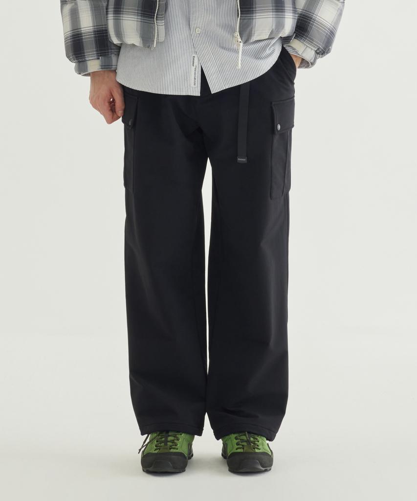 COVERNAT Semi-Wide Fleece-Lined Cargo Easy Pants Black