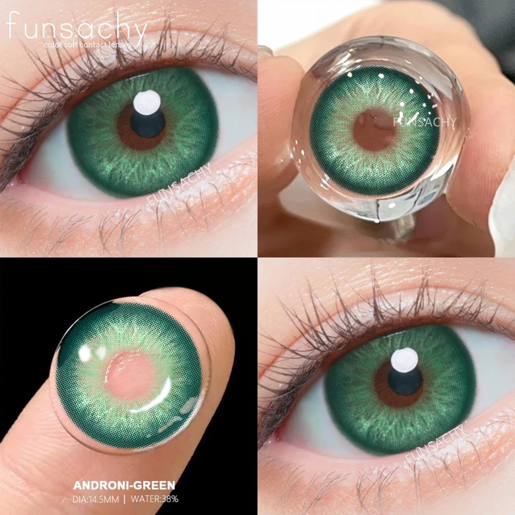 FUNSACHY 2 st Nya Färgglada Kontaktlinser för Ögon Koreansk Stil Mode Linser Y2k Blå Ögonlinser Colorcon Årlig Grå Ögonlins