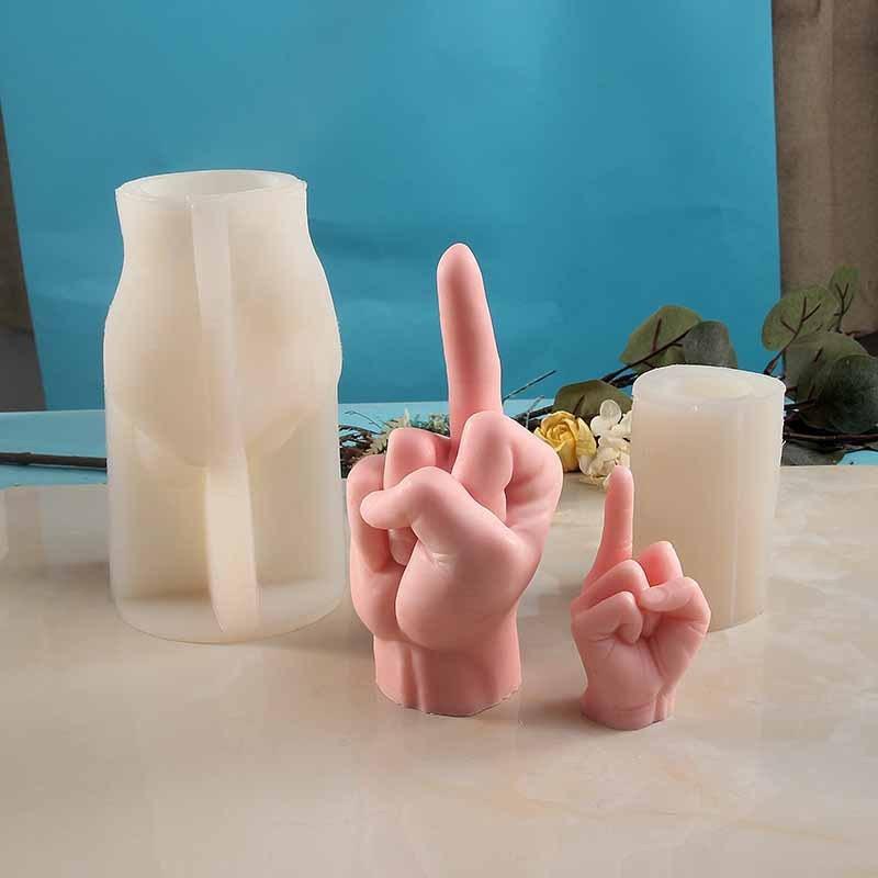 3D Middle Finger Silicone Candle Mold  Gesture Aromatherapy Plaster Art Soap Resin Crafts Casting Molds Holiday Party Gifts