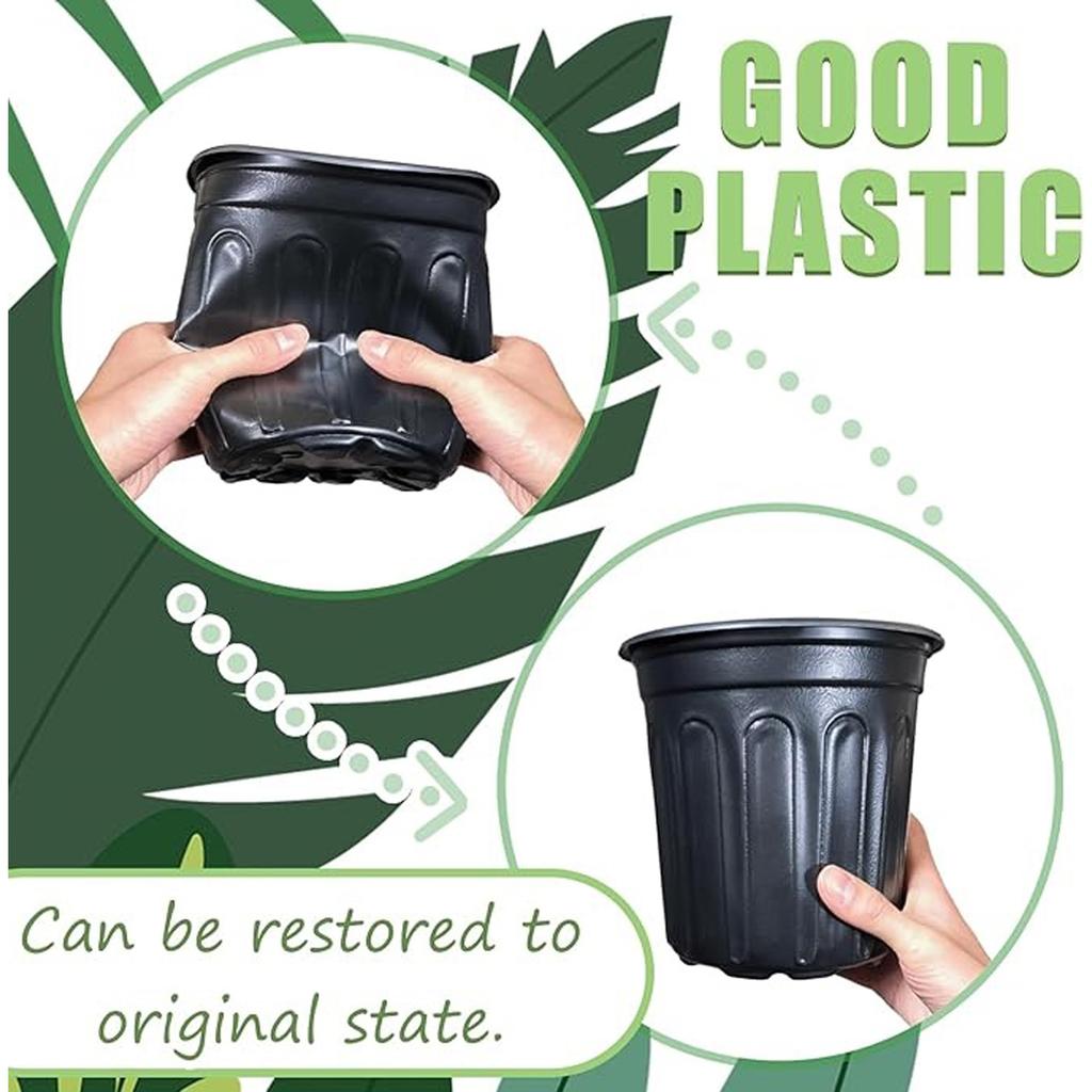 Gallon Nursery Plant Pots,Thickened Flexible Plastic Seedling Pot With Holes,Flower Plant Container For Succulents,Cuttings,Transplanting,Home Garden