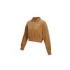Abbigliamento Sportivo Donna Felpa con Logo e Mezza Zip in Velluto a Coste Marrone DQ5939-258
