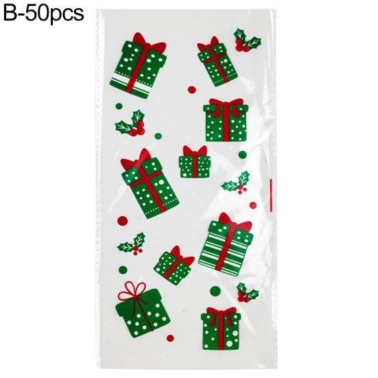 50 szt. Świąteczne torebki do pieczenia Przezroczysty nadruk Kreskówkowy do pakowania ciasteczek Nadruk świąteczny Torebki na pieczywo piekarnicze dla piekarni