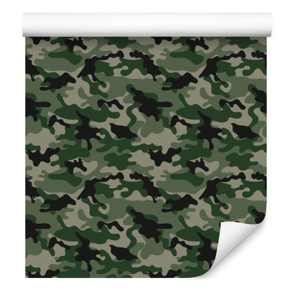 Bottle Green and Olive Military Camouflage Wallpaper 50x1000