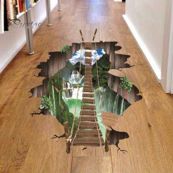 Sticker Bridge-cut-off Realistic Easy to Paste Eye-catching Wall Stickers Self-adhesive Removable Decal for Amusement Park Window