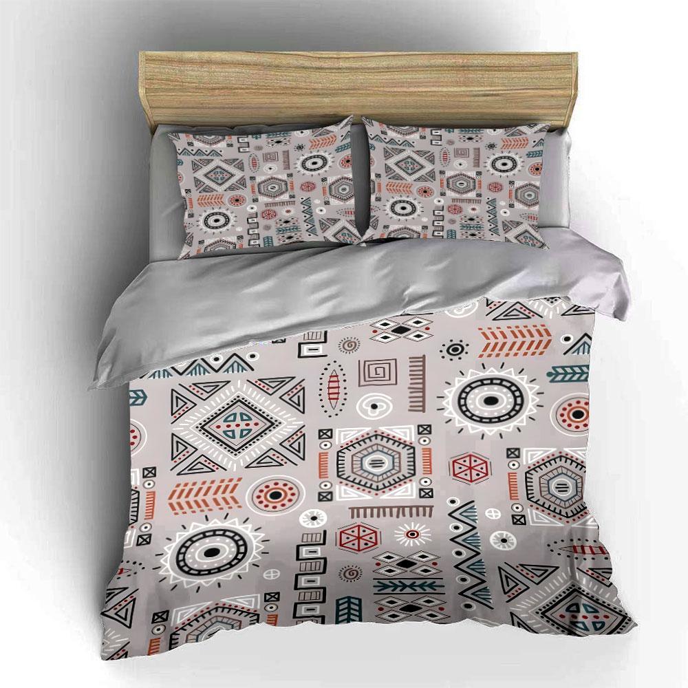 Geometric Patterns with Tribal Style Bedding Set for Kids Luxury Gift 3pcs Digital Print Comforter Set Soft Comfortable