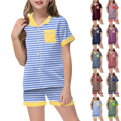 Children's Striped Pajamas Pajamas Fashion 2 Piece Shirt Shorts Set Casual Wear Set