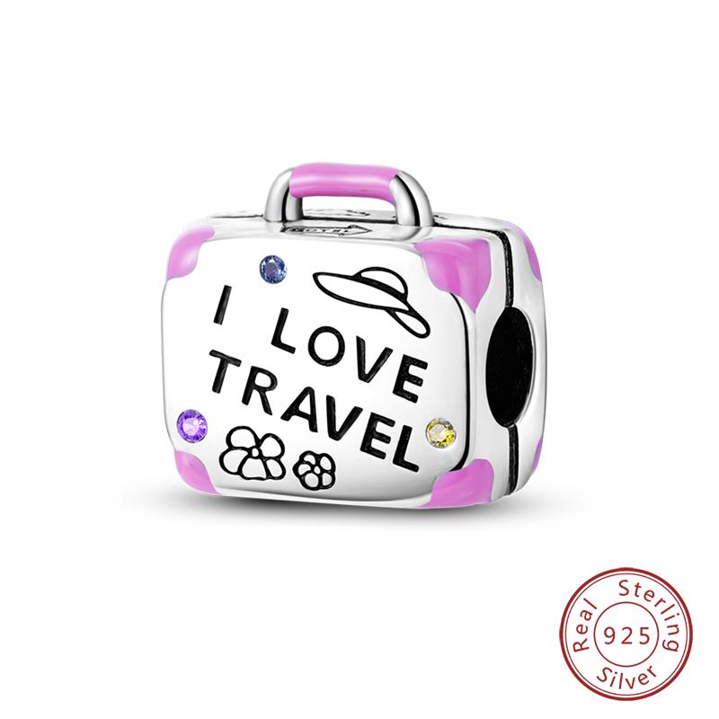 Copper Fashion Colorful Travel Luggage Charms Beads Fit Qikaola Original Bracelets Diy Anniversary Jewelry For Wome