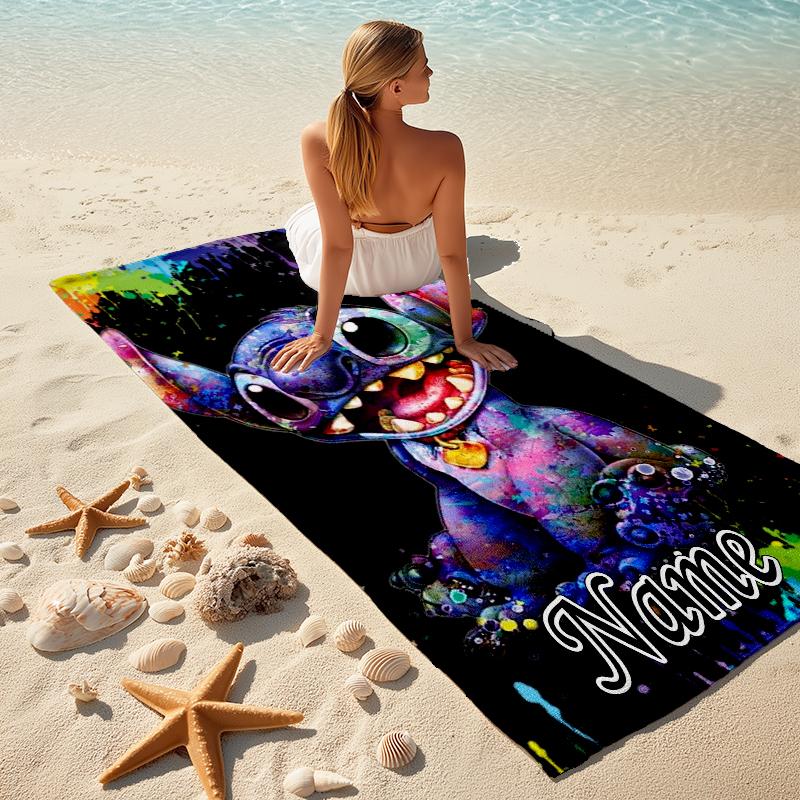 Personalized Butterflies Stitch's Adventure Beach Towel Microfiber Beach Towel Thin Absorbent for Beach Swimming Yoga Bath Sports. 0910225